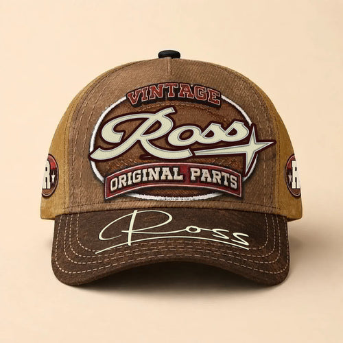 ROSS TC02 HH79  Personalized Name Baseball Cap, Vintage Retro Hat, Custom Gift for Him & Her