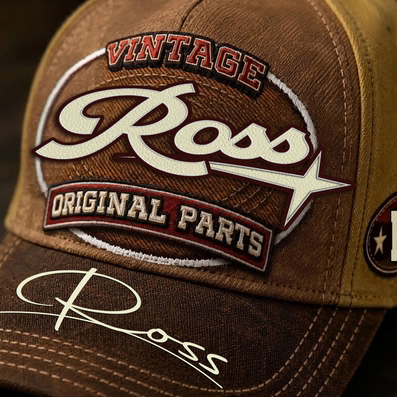 ROSS TC02 HH79  Personalized Name Baseball Cap, Vintage Retro Hat, Custom Gift for Him & Her