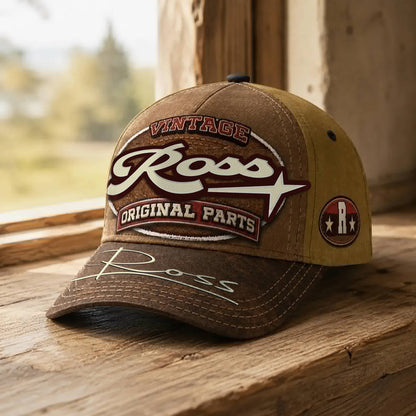 ROSS TC02 HH79  Personalized Name Baseball Cap, Vintage Retro Hat, Custom Gift for Him & Her