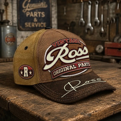 ROSS TC02 HH79  Personalized Name Baseball Cap, Vintage Retro Hat, Custom Gift for Him & Her