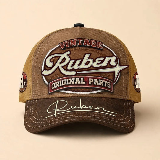 RUBEN TC02 HH79  Personalized Name Baseball Cap, Vintage Retro Hat, Custom Gift for Him & Her