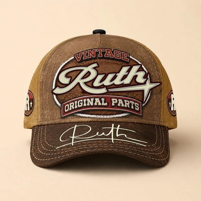 RUTH TC02 HH79  Personalized Name Baseball Cap, Vintage Retro Hat, Custom Gift for Him & Her
