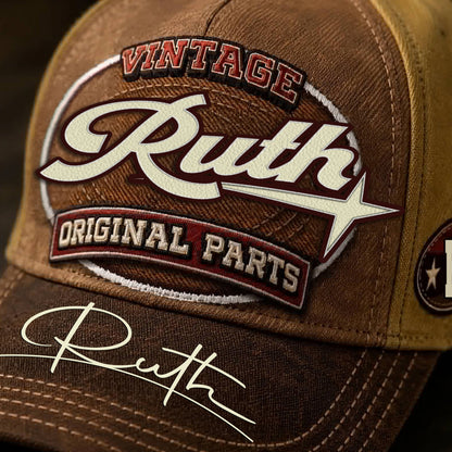RUTH TC02 HH79  Personalized Name Baseball Cap, Vintage Retro Hat, Custom Gift for Him & Her