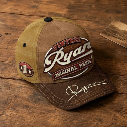 RYAN TC02 HH79  Personalized Name Baseball Cap, Vintage Retro Hat, Custom Gift for Him & Her