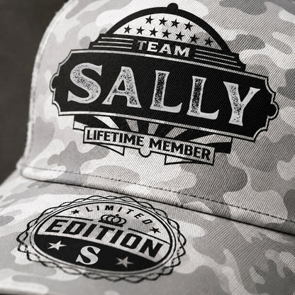 SALLY TC01 HH79 Team Your Name Hat, Personalized Camo Baseball Cap, Custom Family Gift, Gift for Him Her