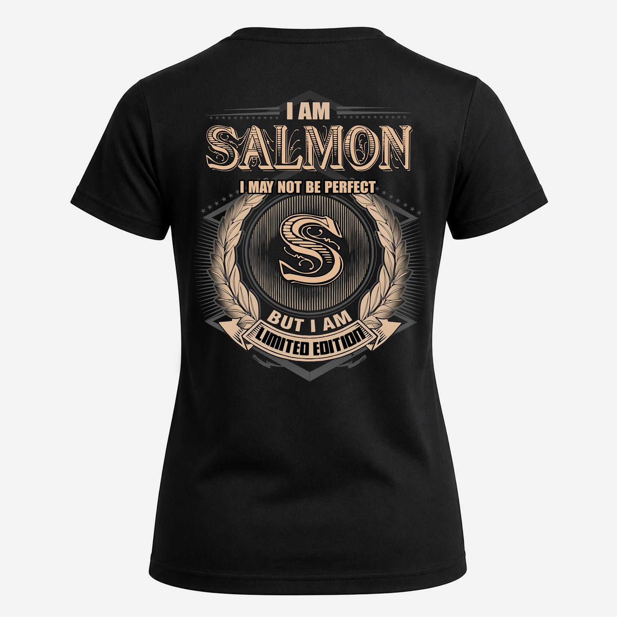 SALMON 2K-101–Personalized Name Quote Apparel “I Am NAME May Not Be Perfect But I Am Limited Edition”