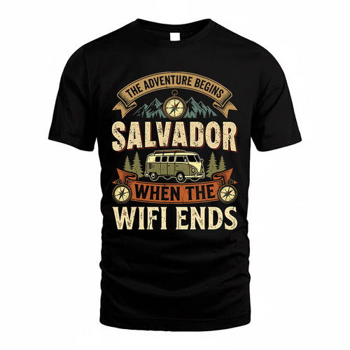SALVADOR TT898-K6-229 – Personalized Funny Camping Quote Apparel “The Adventure Begins When The WiFi Ends”