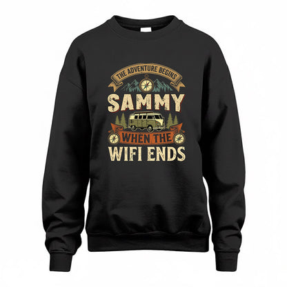 SAMMY TT898-K6-229 – Personalized Funny Camping Quote Apparel “The Adventure Begins When The WiFi Ends”