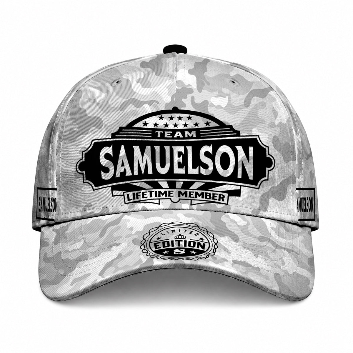SAMUELSON TC01 HH79 Team Your Name Hat, Personalized Camo Baseball Cap, Custom Family Gift, Gift for Him Her