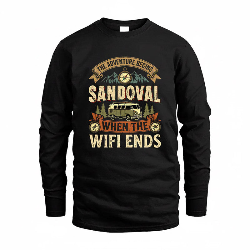 SANDOVAL TT898-K6-229 – Personalized Funny Camping Quote Apparel “The Adventure Begins When The WiFi Ends”