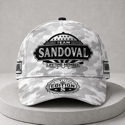 SANDOVAL TC01 HH79 Team Your Name Hat, Personalized Camo Baseball Cap, Custom Family Gift, Gift for Him Her