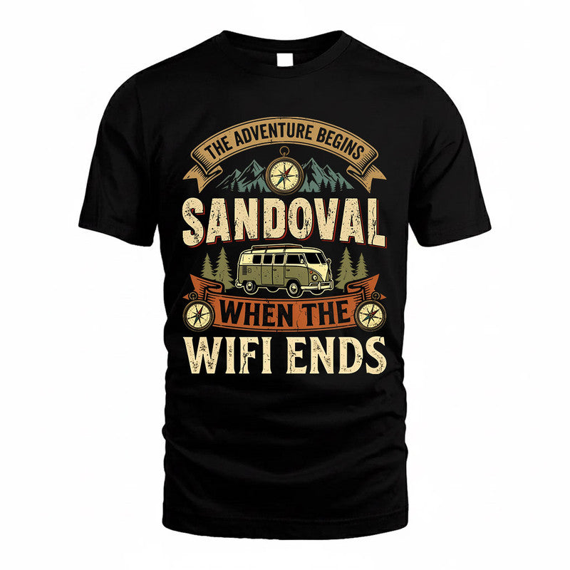 SANDOVAL TT898-K6-229 – Personalized Funny Camping Quote Apparel “The Adventure Begins When The WiFi Ends”
