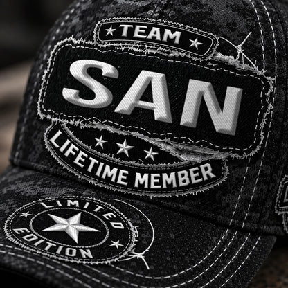 SAN TC03 HH79  Personalized Black Camo Baseball Cap, Custom Name Family Hat
