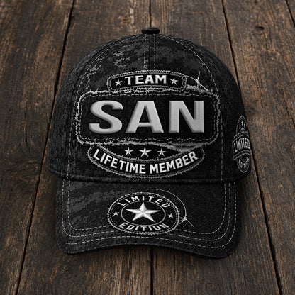 SAN TC03 HH79  Personalized Black Camo Baseball Cap, Custom Name Family Hat