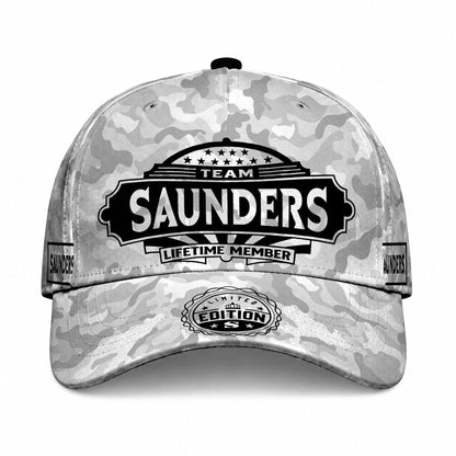 SAUNDERS TC01 HH79 Team Your Name Hat, Personalized Camo Baseball Cap, Custom Family Gift, Gift for Him Her