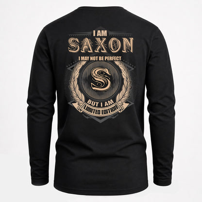 SAXON 2K-101–Personalized Name Quote Apparel “I Am NAME May Not Be Perfect But I Am Limited Edition”