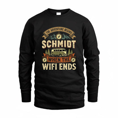 SCHMIDT TT898-K6-229 – Personalized Funny Camping Quote Apparel “The Adventure Begins When The WiFi Ends”