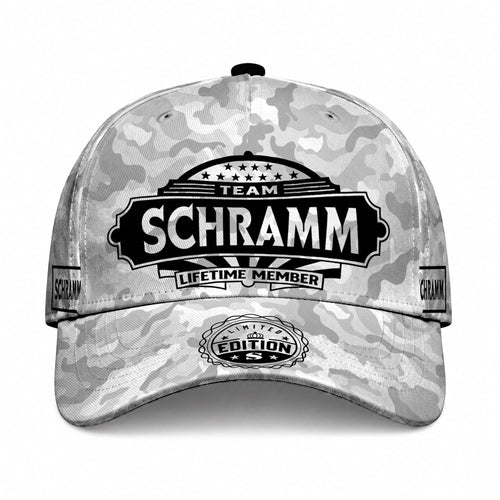SCHRAMM TC01 HH79 Team Your Name Hat, Personalized Camo Baseball Cap, Custom Family Gift, Gift for Him Her