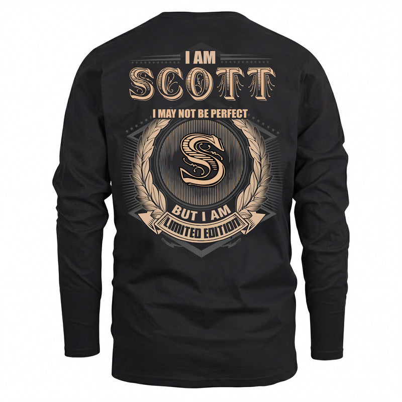 SCOTT 2K-101–Personalized Name Quote Apparel “I Am NAME May Not Be Perfect But I Am Limited Edition”