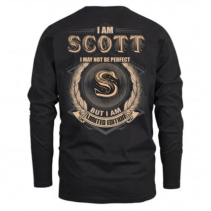SCOTT 2K-101–Personalized Name Quote Apparel “I Am NAME May Not Be Perfect But I Am Limited Edition”