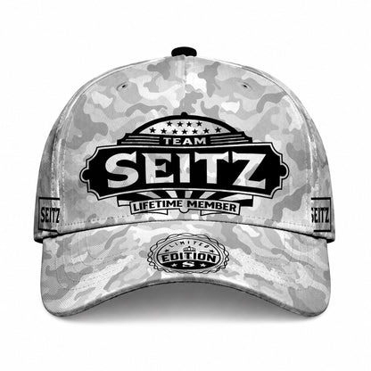 SEITZ TC01 HH79 Team Your Name Hat, Personalized Camo Baseball Cap, Custom Family Gift, Gift for Him Her