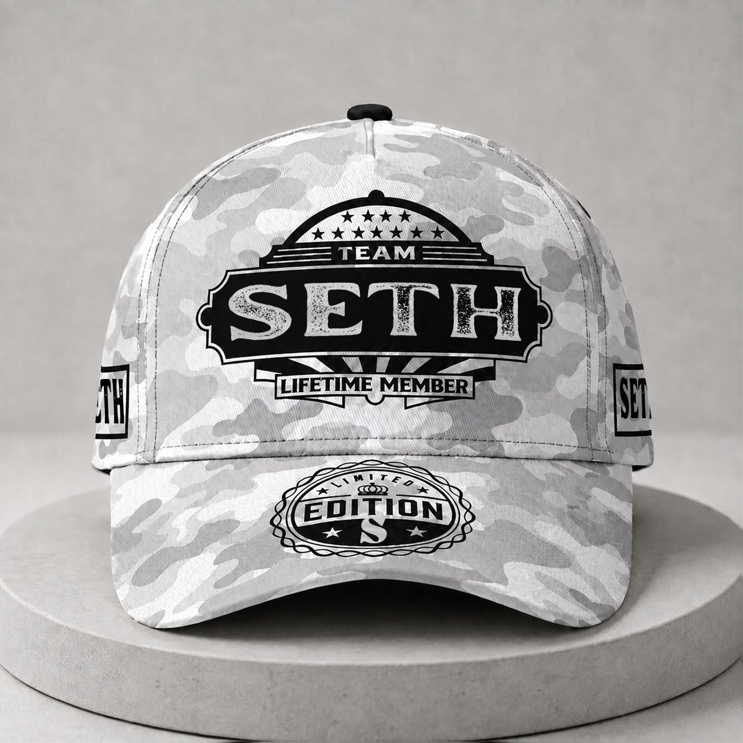 SETH TC01 HH79 Team Your Name Hat, Personalized Camo Baseball Cap, Custom Family Gift, Gift for Him Her