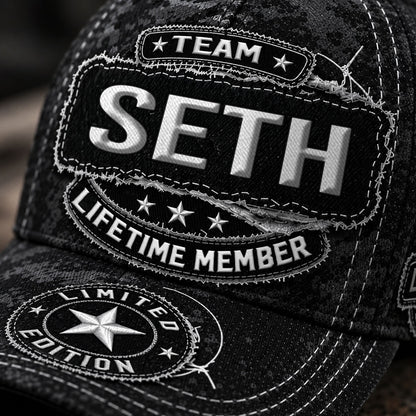 SETH TC03 HH79  Personalized Black Camo Baseball Cap, Custom Name Family Hat