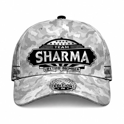 SHARMA TC01 HH79 Team Your Name Hat, Personalized Camo Baseball Cap, Custom Family Gift, Gift for Him Her