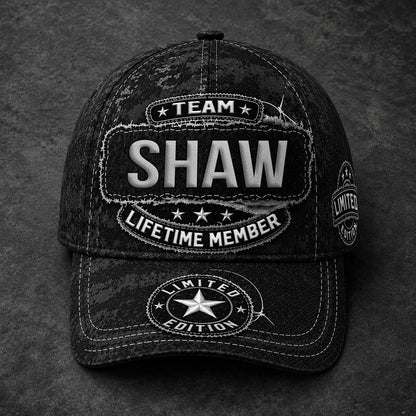 SHAW TC03 HH79  Personalized Black Camo Baseball Cap, Custom Name Family Hat