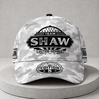 SHAW TC01 HH79 Team Your Name Hat, Personalized Camo Baseball Cap, Custom Family Gift, Gift for Him Her