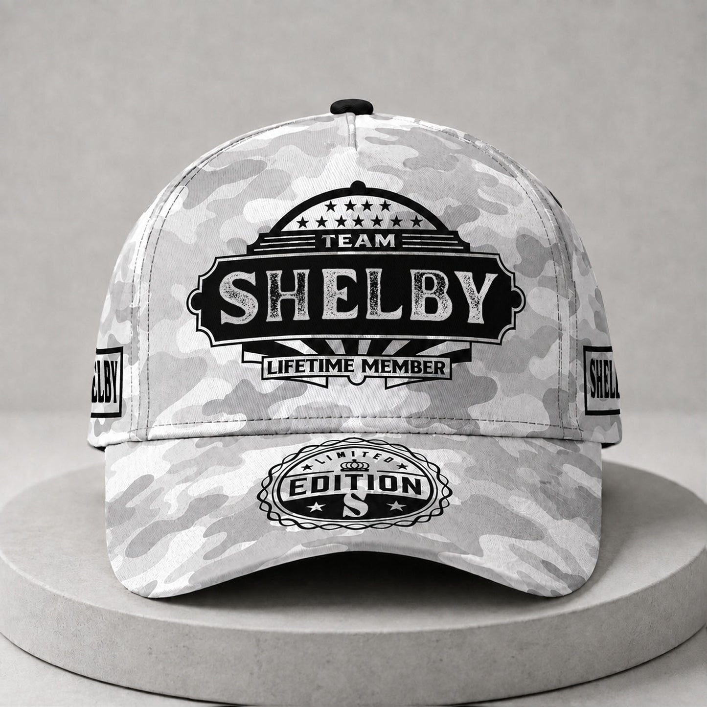 SHELBY TC01 HH79 Team Your Name Hat, Personalized Camo Baseball Cap, Custom Family Gift, Gift for Him Her