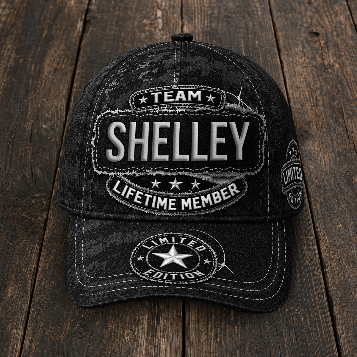 SHELLEY TC03 HH79  Personalized Black Camo Baseball Cap, Custom Name Family Hat