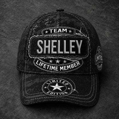 SHELLEY TC03 HH79  Personalized Black Camo Baseball Cap, Custom Name Family Hat