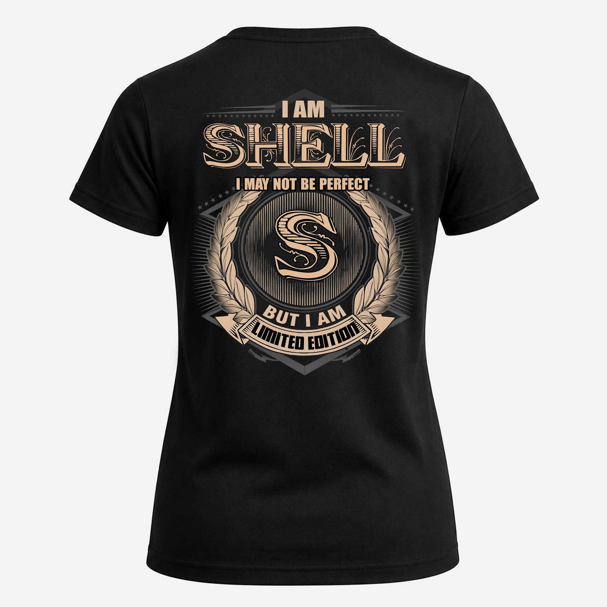 SHELL 2K-101–Personalized Name Quote Apparel “I Am NAME May Not Be Perfect But I Am Limited Edition”