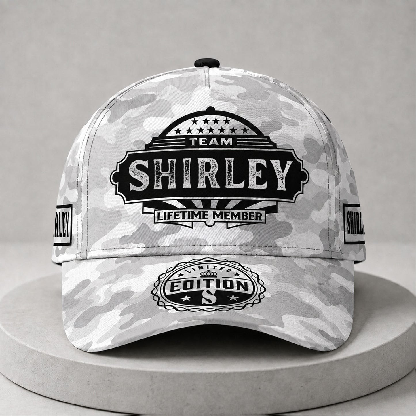 SHIRLEY TC01 HH79 Team Your Name Hat, Personalized Camo Baseball Cap, Custom Family Gift, Gift for Him Her