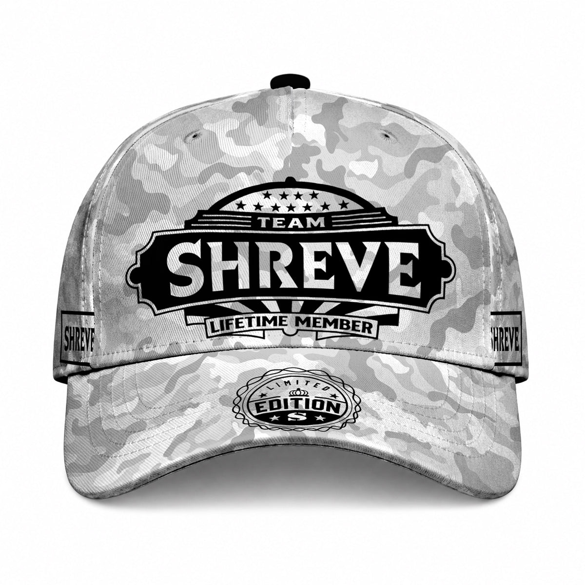 SHREVE TC01 HH79 Team Your Name Hat, Personalized Camo Baseball Cap, Custom Family Gift, Gift for Him Her