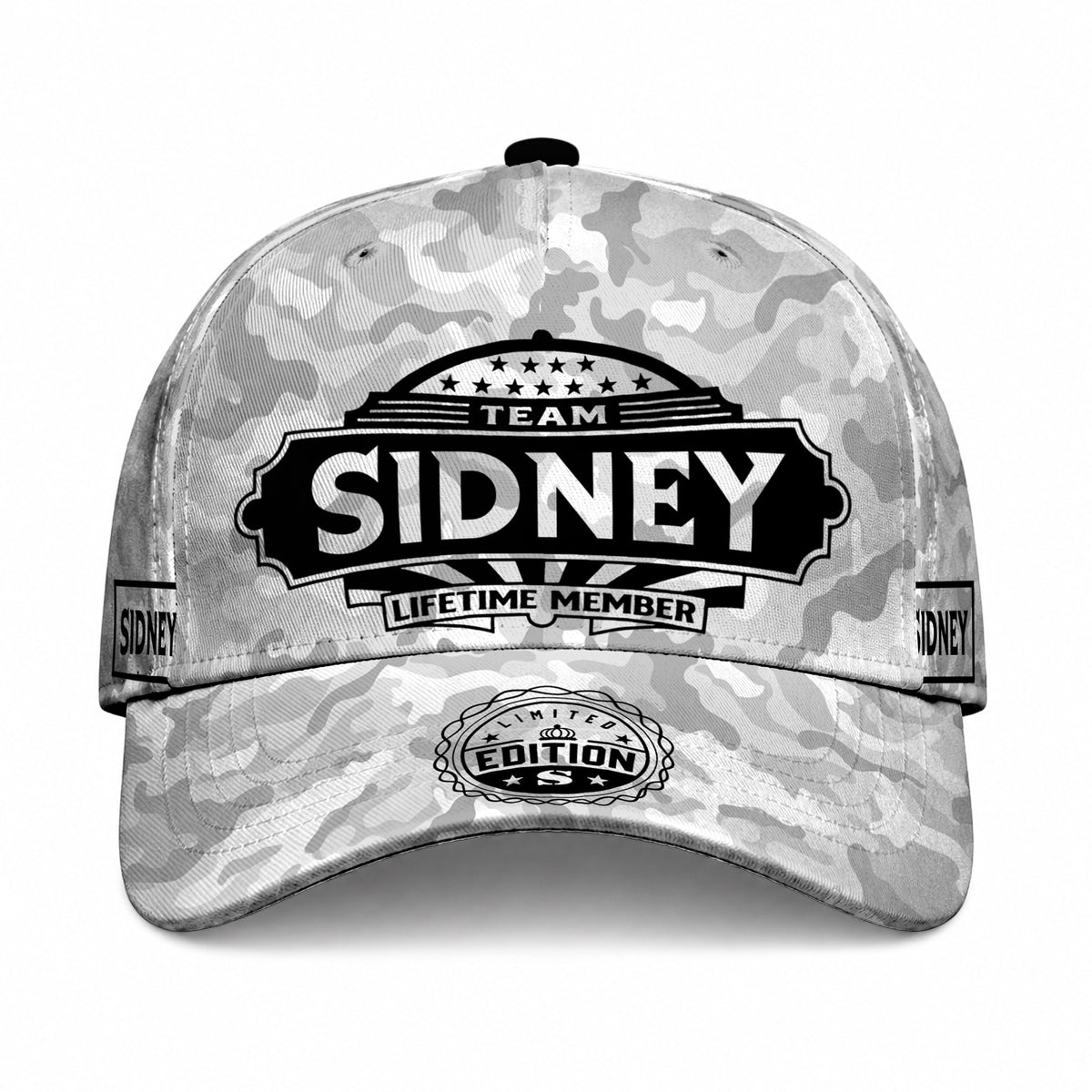 SIDNEY TC01 HH79 Team Your Name Hat, Personalized Camo Baseball Cap, Custom Family Gift, Gift for Him Her