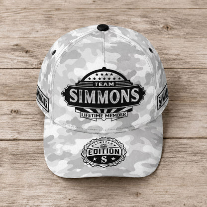 SIMMONS TC01 HH79 Team Your Name Hat, Personalized Camo Baseball Cap, Custom Family Gift, Gift for Him Her
