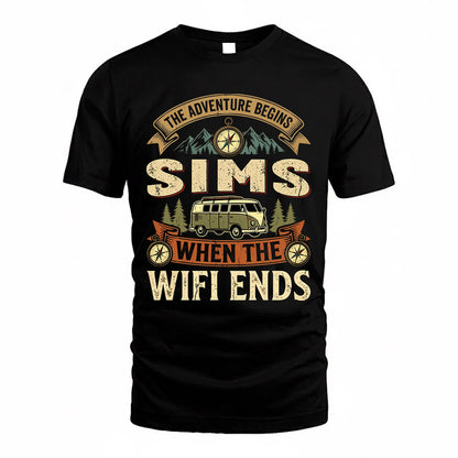 SIMS TT898-K6-229 – Personalized Funny Camping Quote Apparel “The Adventure Begins When The WiFi Ends”