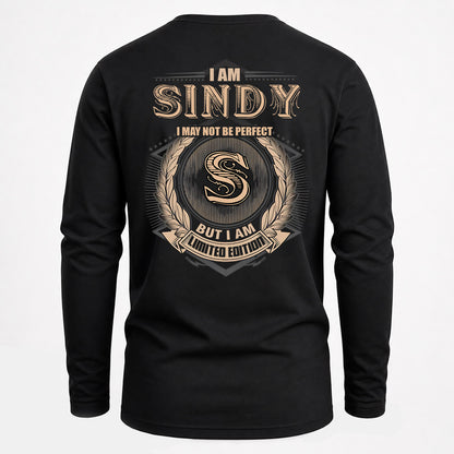 SINDY 2K-101–Personalized Name Quote Apparel “I Am NAME May Not Be Perfect But I Am Limited Edition”