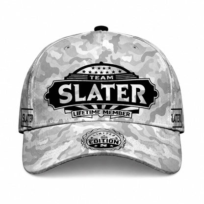 SLATER TC01 HH79 Team Your Name Hat, Personalized Camo Baseball Cap, Custom Family Gift, Gift for Him Her