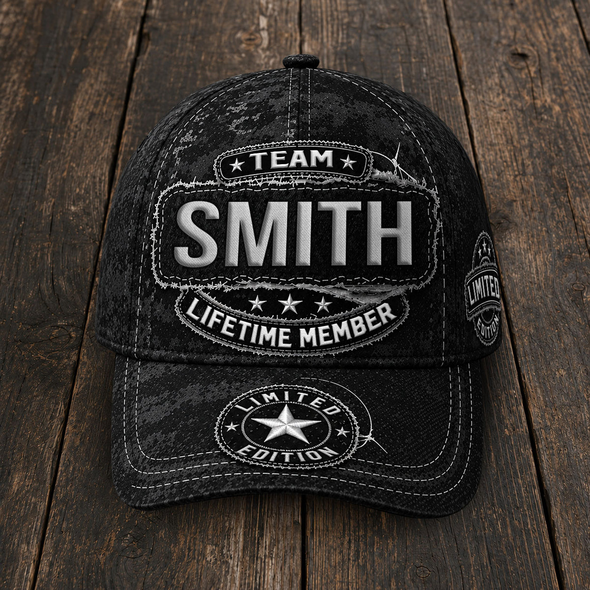 SMITH TC03 HH79  Personalized Black Camo Baseball Cap, Custom Name Family Hat
