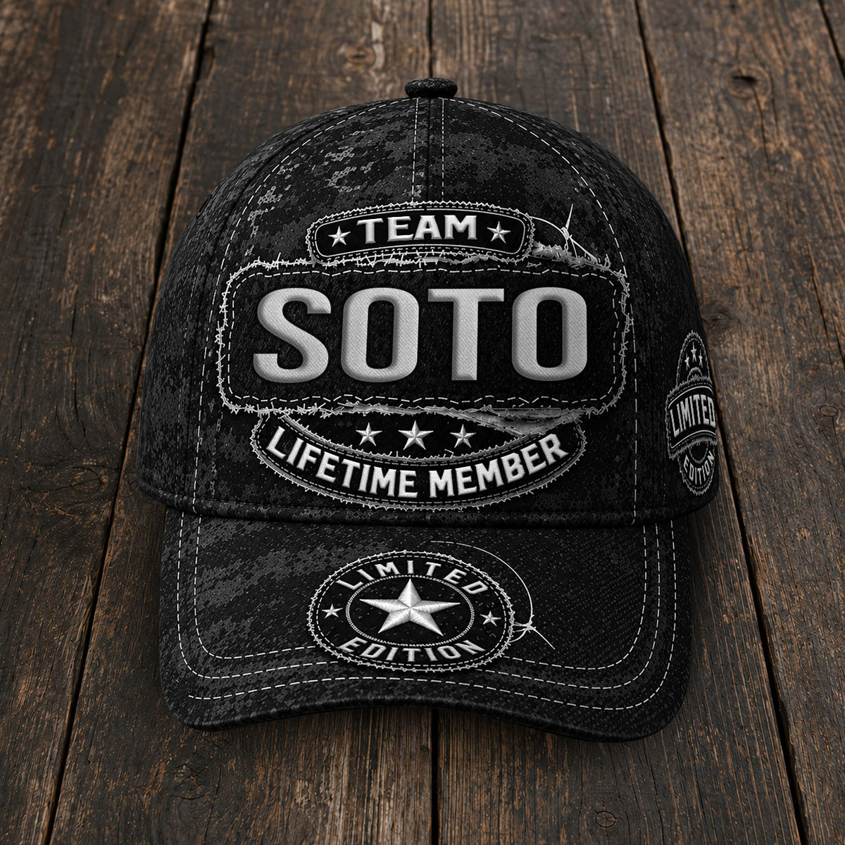 SOTO TC03 HH79  Personalized Black Camo Baseball Cap, Custom Name Family Hat