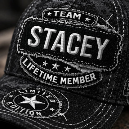 STACEY TC03 HH79  Personalized Black Camo Baseball Cap, Custom Name Family Hat