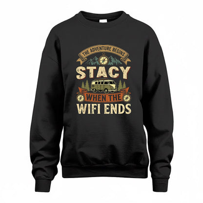 STACY TT898-K6-229 – Personalized Funny Camping Quote Apparel “The Adventure Begins When The WiFi Ends”