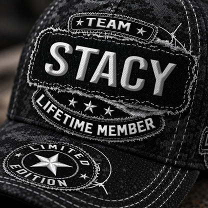 STACY TC03 HH79  Personalized Black Camo Baseball Cap, Custom Name Family Hat