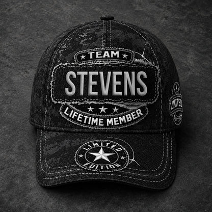 STEVENS TC03 HH79  Personalized Black Camo Baseball Cap, Custom Name Family Hat