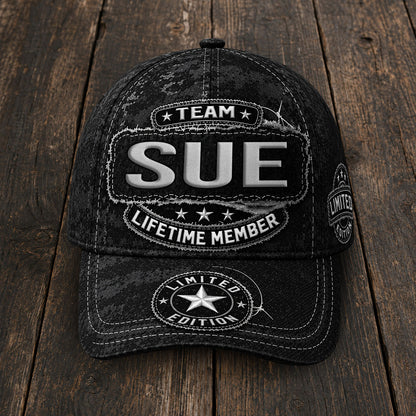 SUE TC03 HH79  Personalized Black Camo Baseball Cap, Custom Name Family Hat