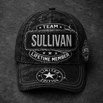 SULLIVAN TC03 HH79  Personalized Black Camo Baseball Cap, Custom Name Family Hat