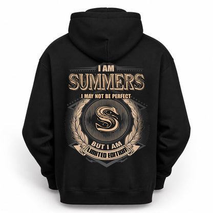 SUMMERS 2K-101–Personalized Name Quote Apparel “I Am NAME May Not Be Perfect But I Am Limited Edition”